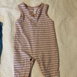 Baby girls Little Planet organic cotton knit overalls. 12 months